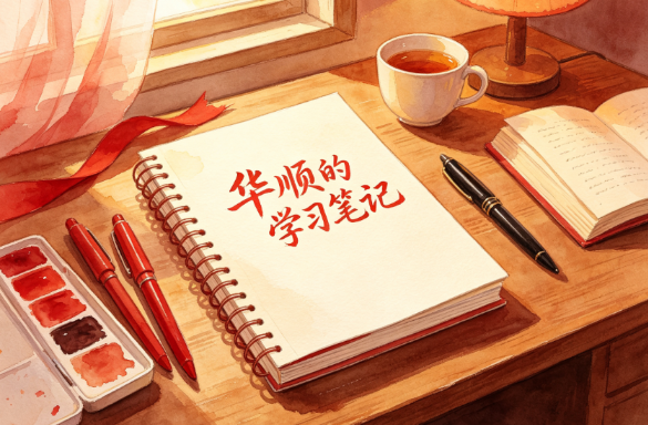 水彩手绘书桌学习主图